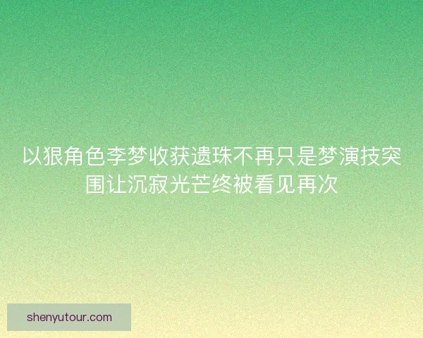 以狠角色李梦收获遗珠不再只是梦演技突围让沉寂光芒终被看见再次