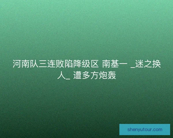 河南队三连败陷降级区 南基一 _迷之换人_ 遭多方炮轰